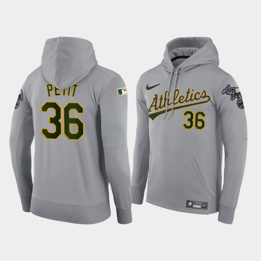 Men Oakland Athletics 36 Petit gray road hoodie 2021 MLB Nike Jerseys